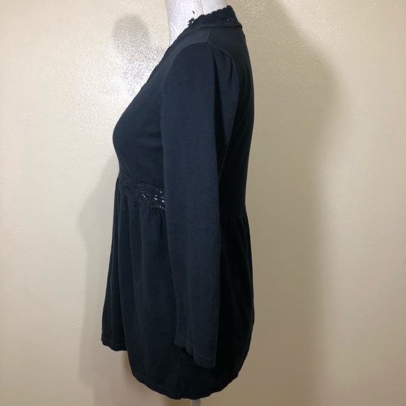 🔵 Michael Kors Empire Waist Crochet Vneck Top - Picture 2 of 5